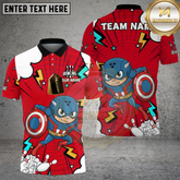 Maxcorners Bowling Shield Hero Action Cartoon Multicolor Options Personalized Name, Team Name 3D Shirt (4 Colors)