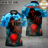 Maxcorners Bowling Grim Reaper Red Flame Eyes Multicolor Options Personalized Name, Team Name 3D Shirt (4 Colors)