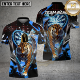 Maxcorners Darts Polo Shirt Fierce Tiger Ice Dartboard Style Multicolor Options Personalized Name, Team Name 3D Shirt (4 Colors)