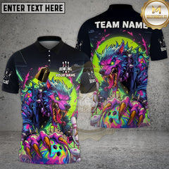Maxcorners Werewolf Bowling Shirt Neon Rage Attack Personalized Name, Team Name 3D Shirt