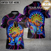Maxcorners Neon Bear Dartboard Kick Pose Multicolor Options Personalized Name, Team Name 3D Shirt (4 Colors)