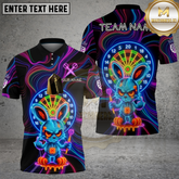 Maxcorners Neon Angry Bunny Dartboard Intense Glow Multicolor Options Personalized Name, Team Name 3D Shirt (4 Colors)