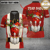 Maxcorners Bowling Christmas Santa Reindeer Multicolor Options Personalized Name, Team Name 3D Shirt (4 Colors)