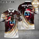 Maxcorners Bowling Santa Flame White Gold Multicolor Options Personalized Name, Team Name 3D Shirt (4 Colors)