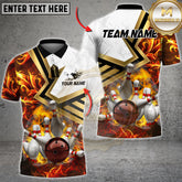Maxcorners Bowling Fiery Strike Ball & Pins Multicolor Options Personalized Name, Team Name 3D Shirt (4 Colors)