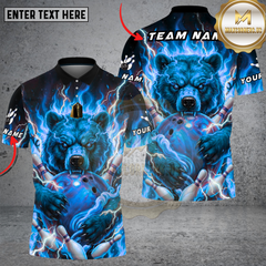 Maxcorners Bowling Thunder Bear Lightning Rage Multi Options Personalized Name, Team Name Unisex 3D Shirt (4 Colors)