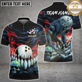 Maxcorners Bowling Dark Wolf Storm Artwork Multi Options Personalized Name, Team Name Unisex 3D Shirt (4 Colors)