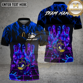 Maxcorners Bowling Neon Cyber Bowling Pins & Electric Ball Art Multi Options Personalized Name, Team Name Unisex 3D Shirt (4 Colors)