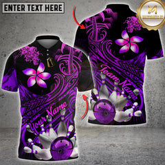 Maxcorners Bowling Polynesian Flame Tribal Style Multi Options Personalized Name, Team Name Unisex 3D Shirt (4 Colors)