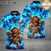 Maxcorners Bowling Electric Minotaur Lightning Multi Options Personalized Name, Team Name Unisex 3D Shirt (4 Colors)