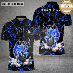 Maxcorners Bowling Cool Frog Smoking Style Multi Options Personalized Name, Team Name Unisex 3D Shirt (4 Colors)