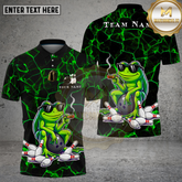 Maxcorners Bowling Cool Frog Smoking Style Multi Options Personalized Name, Team Name Unisex 3D Shirt (4 Colors)