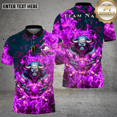 Maxcorners Bowling Inferno Bull Flame Power Multi Options Personalized Name, Team Name Unisex 3D Shirt (4 Colors)