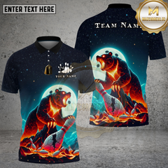 Maxcorners Bowling Lava Bear Moon Fire Multi Options Personalized Name, Team Name Unisex 3D Shirt (4 Colors)