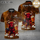Maxcorners Bowling Beer Bull Thunder Power Multi Options Personalized Name, Team Name Unisex 3D Shirt (4 Colors)