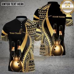 Maxcorners Bowling Tribal Gold Crown Pattern Multi Options Personalized Name, Team Name Unisex 3D Shirt (4 Colors)