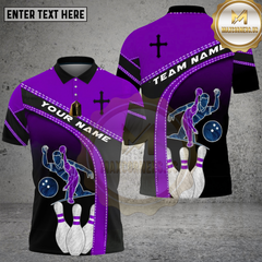 Maxcorners Bowling Faith Strike Red Cross Multi Options Personalized Name, Team Name Unisex 3D Shirt (4 Colors)