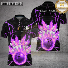 Maxcorners Bowling Inferno Pin Explosion Multi Options Personalized Name, Team Name Unisex 3D Shirt (4 Colors)