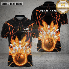 Maxcorners Bowling Inferno Pin Explosion Multi Options Personalized Name, Team Name Unisex 3D Shirt (4 Colors)