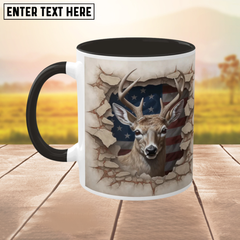 Maxcorners Deer American Flag 3D Personalized Ceramic Mug 3D Printed Multicolor