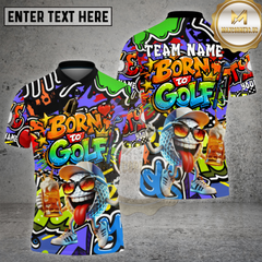Maxcorners Golf Born To Golf Beer Lover Graffiti Style Multi Options Personalized Name, Team Name 3D Shirt