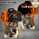 Maxcorners Bulldog Dart Player Flame Biker Style Multicolor Options Personalized Name, Team Name 3D Shirt (4 Colors)