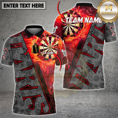Maxcorners Fire Dartboard Flame Graphic Multi Options Personalized Name, Team Name 3D Shirt (5 Colors)