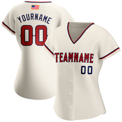 Maxcorners Custom Cream Red-Royal Premium American Flag Fashion Baseball Jersey LM0210