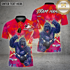 Maxcorners Bowling Shirt Lightning Gorilla Power Strike Multioptions Personalized Name, Team Name Unisex 3D Shirt