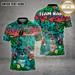 Maxcorners Billiards Shirt Graffiti Chill Bear 8-9 Ball Multioptions Personalized Name, Team Name Unisex 3D Shirt (4 Colors)