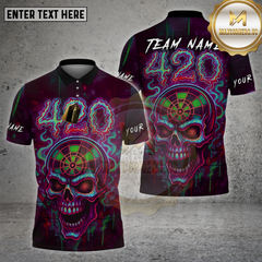 Maxcorners Darts Shirt Skull 420 Neon Dartboard Glow Multioptions Personalized Name, Team Name Unisex 3D Shirt (4 Colors)