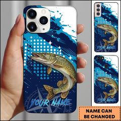 Maxcorners Fishing Pike Blue Ocean Compass Star Pop Art Personalized Name Phone Case