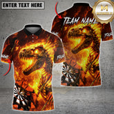 Maxcorners Flaming Dinosaur Dart Board Fire Fury Multicolor Options Personalized Name, Team Name 3D Shirt (4 Colors)