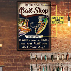 Maxcorners Personalized Canvas Frames Home Decoration Fly Fishing Teach A Man Framed Prints, Canvas LM0101