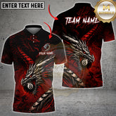 Maxcorners Billiard Dragon 8 Ball Fire Shadow Multicolor Options Personalized Name, Team Name 3D Shirt (4 Colors)