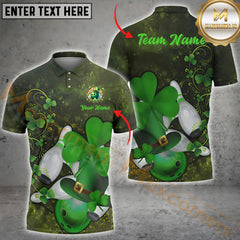 Maxcorners Bowling Irish Patrick Day Customized Name, Team Name 3D Polo Shirt
