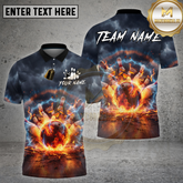 Maxcorners Bowling Flaming Impact Storm Strike Graphic Multi Options Personalized Name, Team Name 3D Shirt