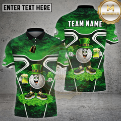 Maxcorners Golf St Patrick Lucky Beer Shamrock Character Multi Options Personalized Name, Team Name 3D Shirt