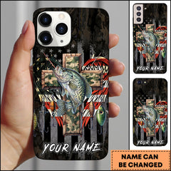Maxcorners Crappie Fishing Camo Cross Fishing Lure Art Personalized Name Phone Case