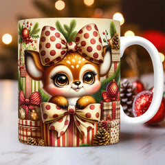 Maxcorners Christmas Deer Mug Wrap Personalized Mug 3D Printed Multicolor