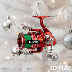 Maxcorners Personalized Fishing Reel 2D FLAT Ornament, Custom Fisherman Christmas Decor, Fishing Lover Xmas Tree Gift, Angler Holiday Ornament
