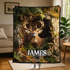 Maxcorners Personalized Deer Hunting Quilt Blanket, Deer Hunting Home Decor, Housewarming Gift for Hunter, Natural Lover Home Decor, Deer Blanket
LM1611