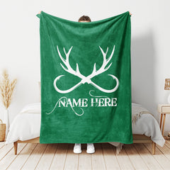 Maxcorners Personalized Deer Hunting Blanket, Fishing Blanket, Custom Name Soft Cozy Sherpa Fleece Throw Blankets, Gift For Grandpa, Dad, Husband, Son | Green
LM1711