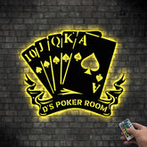 Maxcorners Poker Metal Wall Art, Custom Name Poker LED Wall Decor, Gift For Poker Lover, Poker Room DecorLM1009