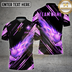 Maxcorners Golf Black Gold Flaming Crown Ball Luxury Style Multi Options Personalized Name, Team Name 3D Shirt