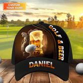 Maxcorners Golf And Beer Personalized Golf Cap, Gift For Dad, Golf Gift For Men