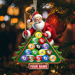 Maxcorners Billiard Santa Christmas Ornament, Personalized Ornament 2D Flat LM2211