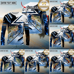 Maxcorners Freshwater Fishing Shirt Splash Blue Water Hook Pattern Sport Jersey Personalized Name, Team Name 3D All Over Printed Clothes