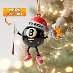 Maxcorners Billiard 8-Ball Beer Christmas Ornament