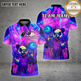 Maxcorners Bowling Panda Neon Graffiti Street Glow Multioptions Personalized Name, Team Name Unisex 3D Shirt
